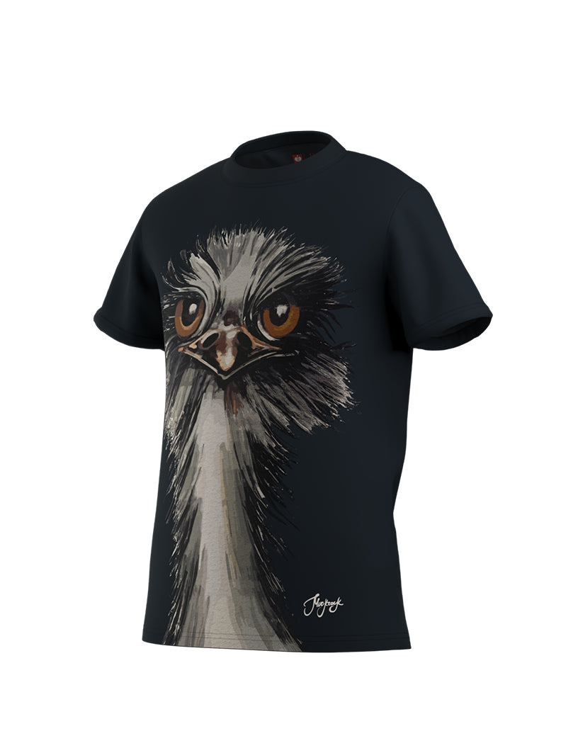 T-Shirt black with ostrich mural