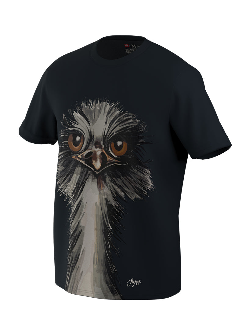 T-Shirt black with ostrich mural