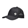Cap in black with small white ostrich