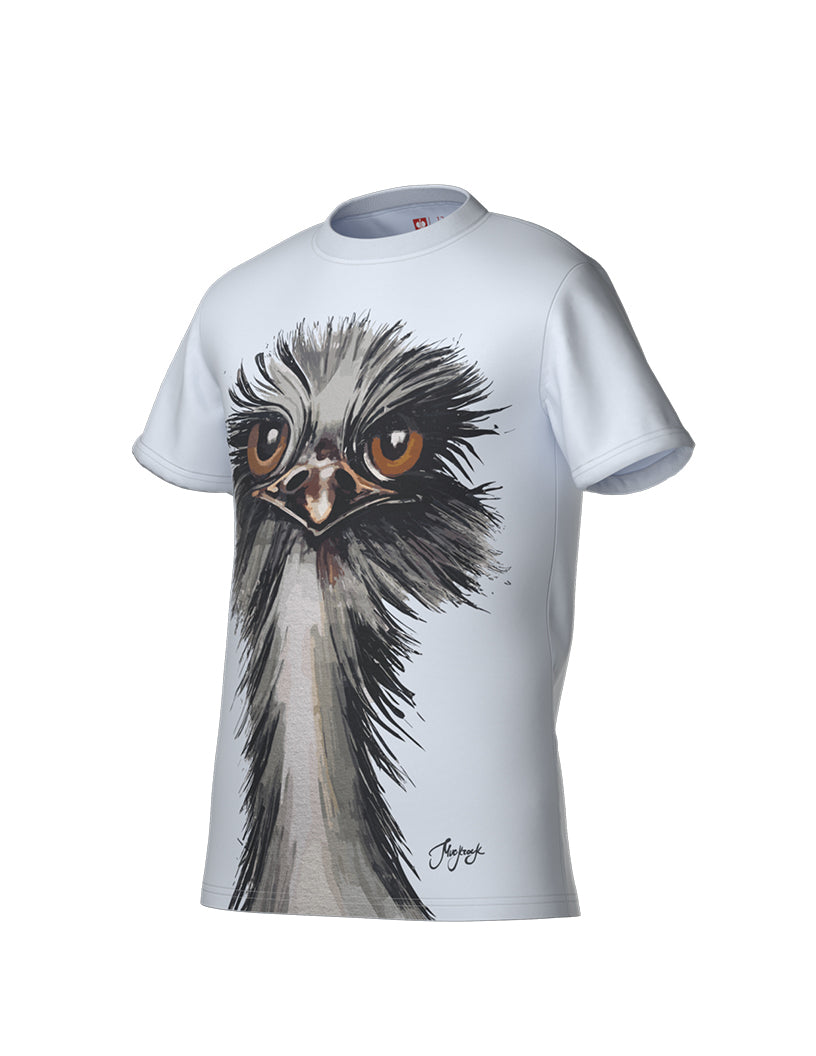 T-Shirt white with ostrich mural