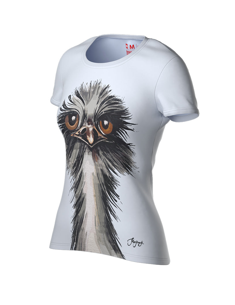 T-Shirt white with ostrich mural